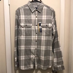 George Gray and White Plaid Button-Up Size Large Shirt